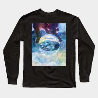 Snowy Town of Burlington, VT in a Globe - Impressionist Painting Long Sleeve T-Shirt